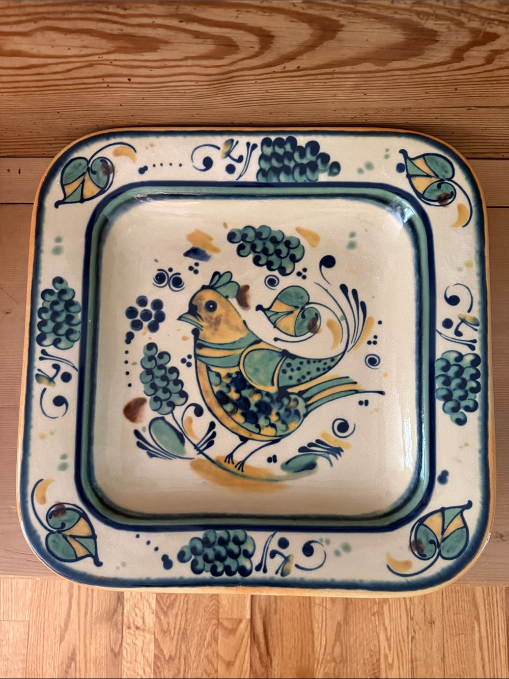 Williams Sonoma Large 16” Square Hand Painted Italian Pottery Serving Platter